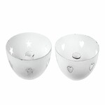 Candlestick with heart/star patina, white, 14x6x14cm, package contains 2 pieces!|Ego Dekor
