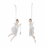 Curtain angel in a skirt, white/pink, 5x12x6cm, package contains 2 pieces!|Ego Dekor