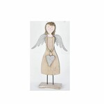 Angel with a heart on a pedestal, natural, 14x40x5cm, pc|Ego Dekor
