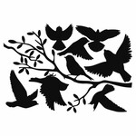 Okenné samolepky tmavé, Vtáčiky na vetve, 33x23 cm, čierna|Esschert Design
