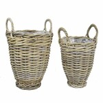 Flower pot with handles RATTAN with plastic filling, diameter 40x41, gray, S2|Van Der Leeden 1915