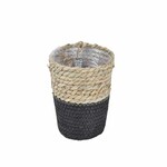 NL Flower pot cover, sea grass, natural/black, diameter 18x15cm|Van Der Leeden 1915