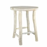 Chair/stool SUAR/TEAK, white|washed, 38x75cm (SALE)|Van Der Leeden 1915