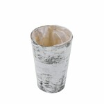 Poplar flower pot cover with plastic, round, grey/white, 11x10x0cm, pc|Ego Dekor
