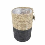 NL Flower pot cover, sea grass, natural/black, dia.25x22cm|Van Der Leeden 1915