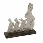 Decoration on the character Rabbit family, silver, 18.8x5x20.3 (SALE)|Ego Dekor