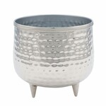 Container/cover for a flowerpot on a leg, Alu, silver, dia. 20.5x24cm (SALE) | Ego Dekor