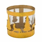 VZ 2021 Forest tealight candlestick, metal with glass, gold, 10.5x10.5cm (SALE)|Ego Dekor