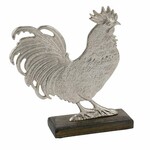 Decoration on the base Rooster, aluminum, silver, 15.3x5x16.5cm (SALE)|Ego Dekor