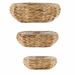 Flowerpot with plastic lid SEAGRASS, oval, natural, 28x19x15cm, S3 (SALE)|Ego Dekor