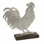Decoration on the base Rooster, aluminum, silver, 10.9x4.9x11.9cm (SALE)|Ego Dekor