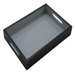 Tray with handles Classic, mango wood, grey/black, 33x23x5cm (SALE)|Ego Dekor