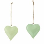 Hanging heart, green, 15 cm, package contains 2 pieces! (SALE)|Ego Decor