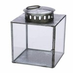 Lantern glass, zinc, gray, 7.5x7.5x11cm * (SALE)|Ego Dekor