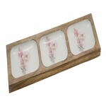 Tray with 3 bowls Romantic, mango, natural/pink/white, 38.2x10x1.7cm (SALE)|Ego Dekor