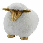Decoration Sheep, gold/white, 9.5x12x13cm (SALE)|Ego Dekor