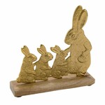 Dekorácia na postavcovi Zajačia rodina, zlatá, 18,8x5x20,3cm (DOPREDAJ)|Ego Dekor