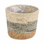 Cover for a flower pot with TRIO plastic filling, natural/grey, 17x17x14cm (SALE)|Ego Dekor