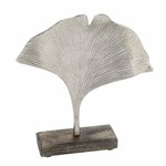 Dekoracja liści na bazie metal/drewno GINKO, srebrna, 5x5x17cm (WYPRZEDAŻ)|Ego Dekor