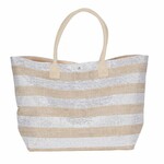 Striped bag, polyester, cream, 58x38x38cm (SALE)|Ego Dekor