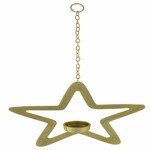 Hanging tea light candlestick, star, gold, 24x24x5cm (SALE)|Ego Dekor