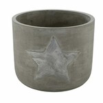 Container with a star, gray and silver, diameter 12.5x13cm (SALE)|Ego Dekor