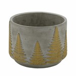 Container with fern, grey/gold, 17.5x14cm (SALE)|Ego Dekor