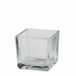 Candlestick QUADRO, clear, glass, 8x8x8cm|Ego Dekor