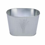 Cover for flower pot Grass, oval, zinc, white, 25x15x11.5cm (SALE)|Ego Dekor
