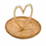 LOVE wooden plate/tray, brown/golden, D25xH20cm (SALE)|Ego Dekor