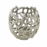 Świecznik aluminiowy CORAL, srebrny, 12x9cm (WYPRZEDAŻ)|Ego Dekor