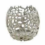 Świecznik aluminiowy CORAL, srebrny, 16x15cm (WYPRZEDAŻ)|Ego Dekor