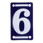 House number 6, enamel, blue/white, 7x12cm|Esschert Design