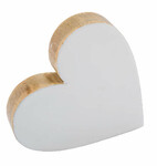 Heart decoration, mango wood, white/brown/lacquered, 14.5x3.7x14.5cm, (package includes 1 piece)|Ego Dekor