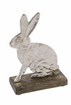 Rabbit decoration, aluminium/wood, silver, 12x5x17cm, (package includes 1 pc)|Ego Dekor