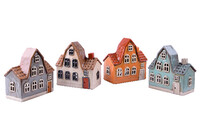 MyScandi Ceramic candlestick and decoration HOUSE on the square ČESKÝ KRUMLOV white/orange/grey/blue, 18cm