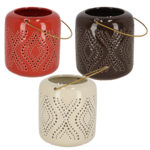 Hanging lantern DESERT DREAM, ceramic, dia. 12x13cm, red/brown/cream|Esschert Design